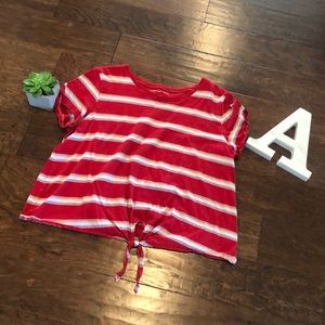 American Eagle Red Striped Tee Shirt